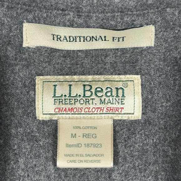 Vintage LL Bean Shirt Adult MEDIUM Gray Chamois Flannel Outdoor Heritage Y2K - Picture 4 of 10